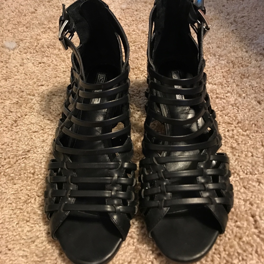 BCBG black sandals